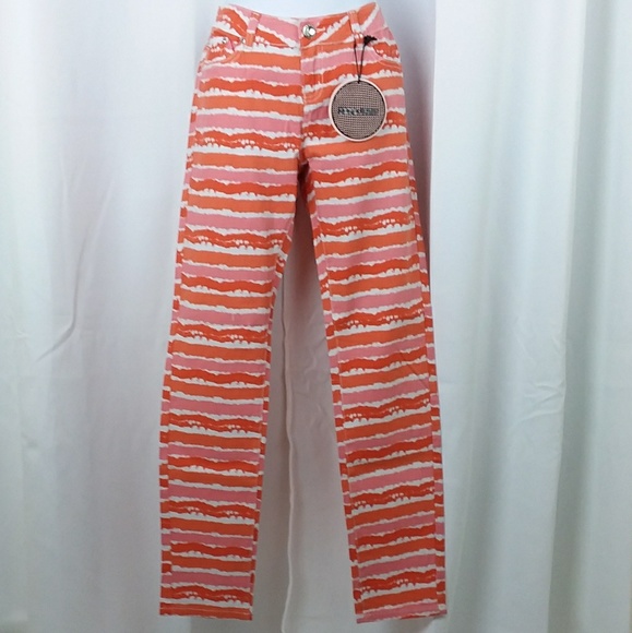 Pants - Unique tie dye ORANGE funky tie dyed jeans       K
